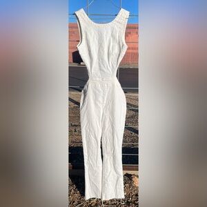 Urban Outfitters White Sleeveless Open Back Jumpsuit